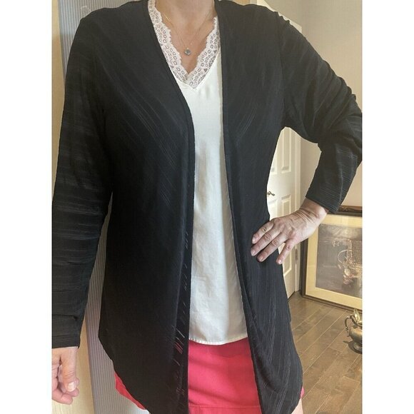Chicos Travelers Black Top Slinky Cardigan Size 3 XXL  V-Neck Stretch High/Low - Picture 1 of 6